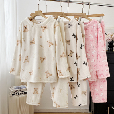 珊瑚绒卡通加厚保暖秋冬睡衣套装