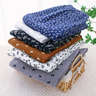 春夏纯棉睡裤女双层纱布碎花家居长裤秋卡通薄款绉纱宽松遛弯裤子