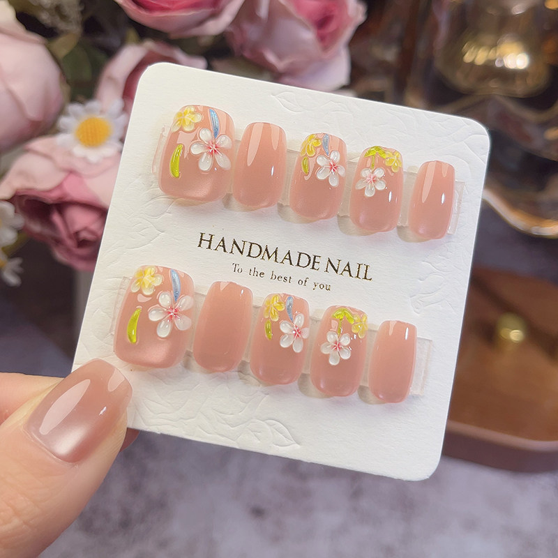 2025新款纯手工穿戴甲手绘立体小花气质显白美甲贴片可拆卸假指甲,彩妆/香水/美妆工具,穿戴甲/甲片,淘宝优惠券,粉丝福利购,淘宝优惠卷