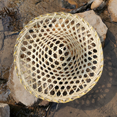 竹编镂空斗笠帽彩色装 饰斗笠儿童舞蹈帽子舞台演出道具编织草帽