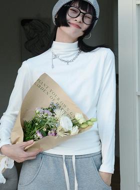 发热白T打底衫!保暖女2025新秋冬内搭可外穿加绒灰色修身长袖上衣