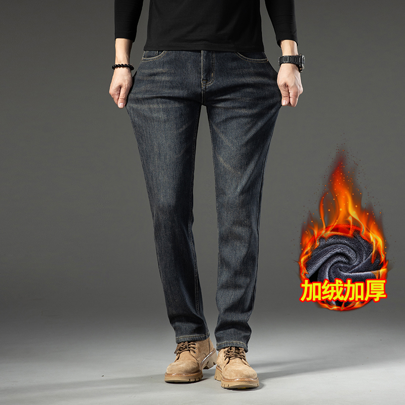 修身直筒长裤牛仔裤嘎嘎诺布拉链