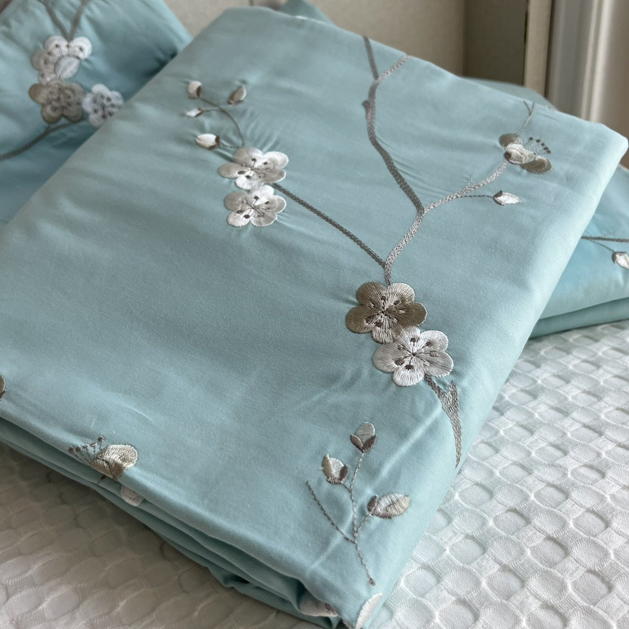 外贸出口全棉绣花床单单件纯棉双人刺绣睡单