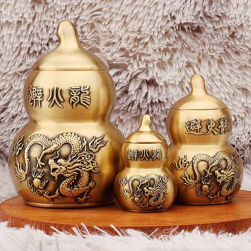 火烧避摆件瓶黄铜火龙家居火龙