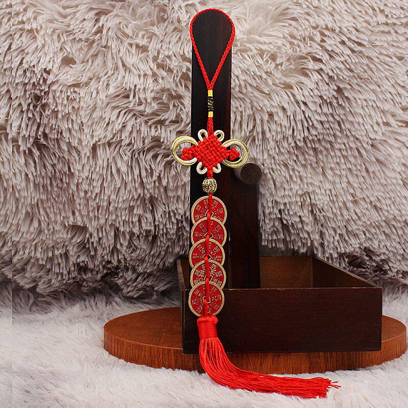 流苏对钱币门复古雷霆山鬼挂件梅花门工艺品挂八卦金边中国结钱币