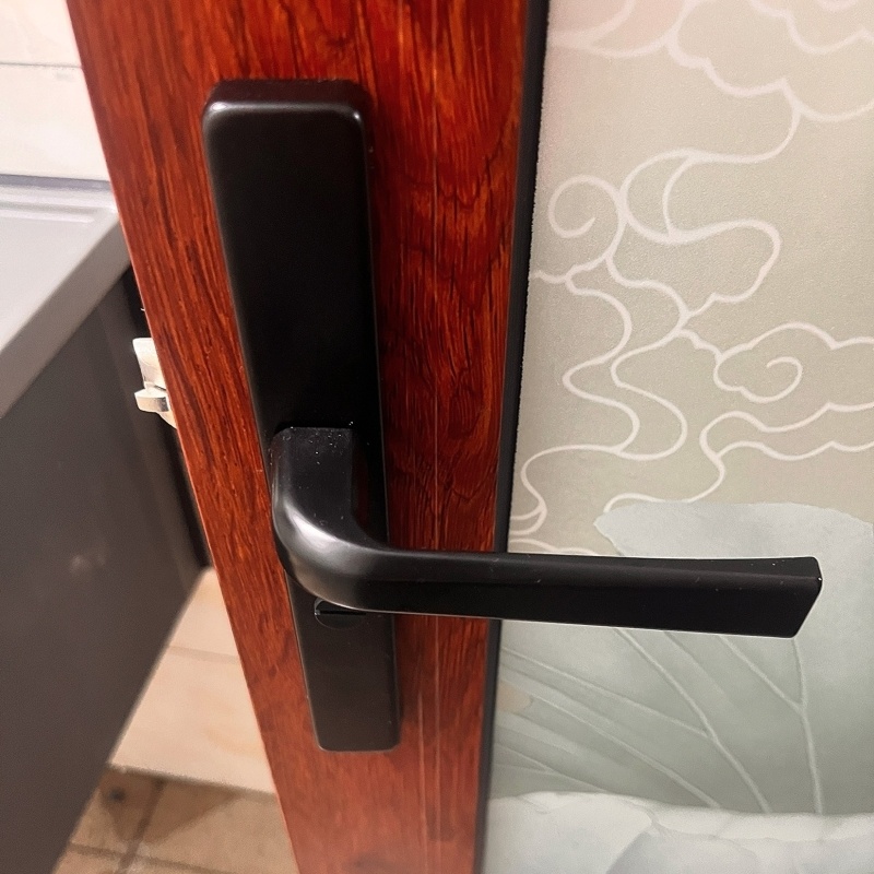 洗手间门锁浴室厨房带钥匙铝合金把手通用型单舌极窄厕所卫生间