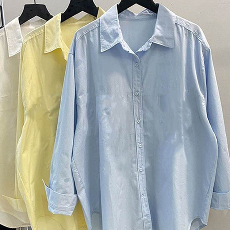 大码300斤纯棉宽松百搭长袖衬衫女胖mm夏季休闲法式开衫衬衣外套