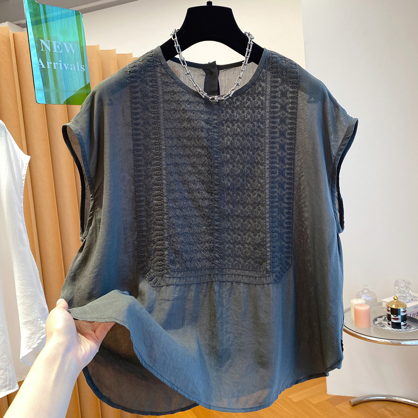 高级感苎麻衬衫女夏胖mm新款