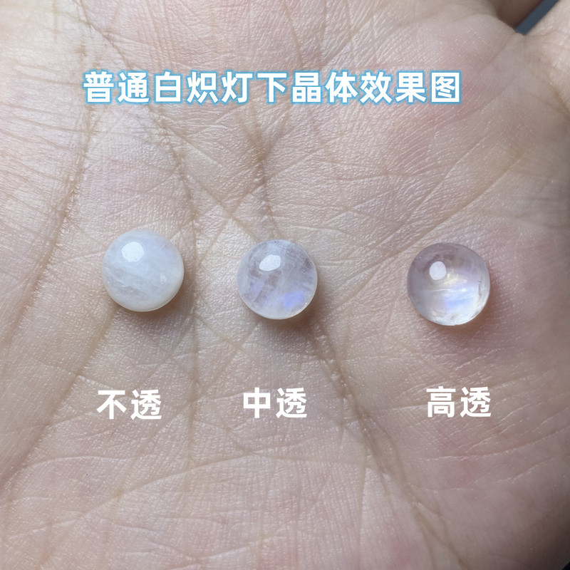 타원형 계란 반원형 천연 월장석 반지 표면 강한 푸른 빛 무지개 빛 크기 절반 크기 느슨한 돌 상감