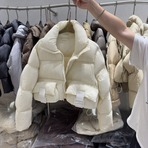 2024新款韩版羽绒服女超短款立领白鸭绒加厚泡芙面包服小个子外套