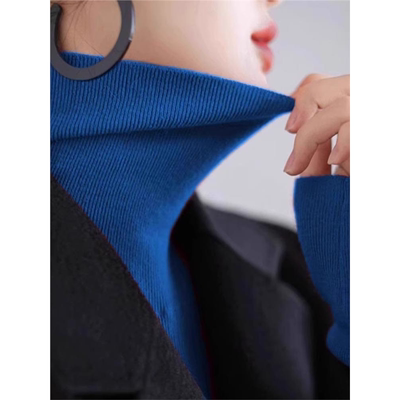 克莱因蓝高领针织打底衫女秋冬配大衣的内搭高级感毛衣长袖上衣