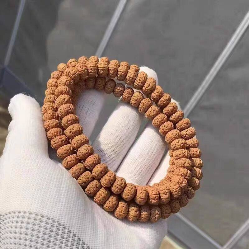 收藏级天然高密深纹高密南瓜小金刚菩提籽盘龙纹108佛珠手串项链