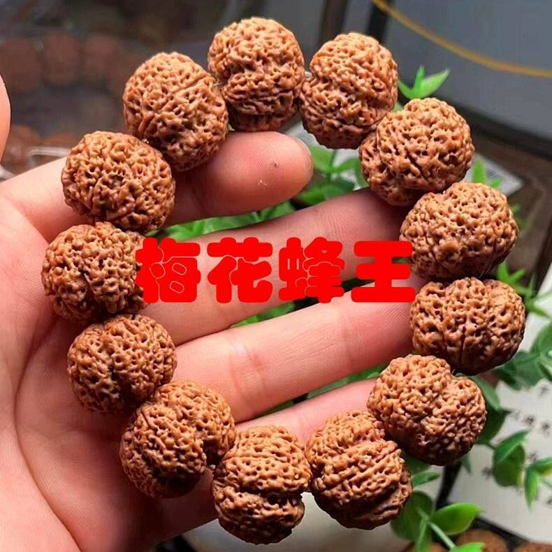 尼泊尔大金刚菩提手串原籽梅花满肉五星蜂窝沉水手持男文玩佛珠