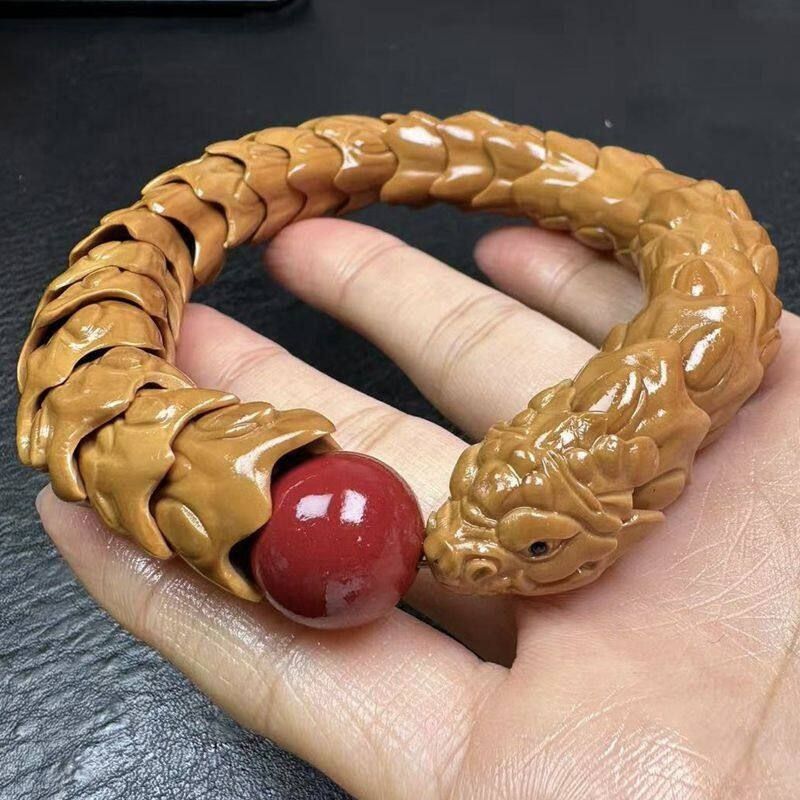 文玩橄榄核手串 男士橄榄核雕镂空龙手串手链橄榄核雕刻一条龙