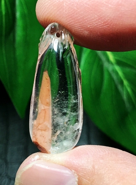 天然白水晶包裹红水晶晶中晶矿物