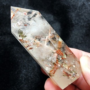 天然红发晶水晶柱摆件碧玺水晶黑发晶六棱单尖柱居家办公桌面装饰