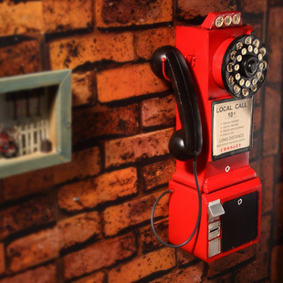 电话机模型酒吧咖啡厅墙面装 饰品服装 复古墙壁挂式 老式 店餐厅道具