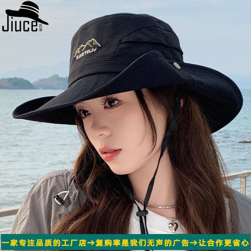 情侣款两用全棉大沿休闲渔夫帽子户外登山帽男女士出游大沿防晒帽