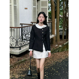 【清仓】北岛家小香风套装裙女春新款黑色高级富家千金风整套