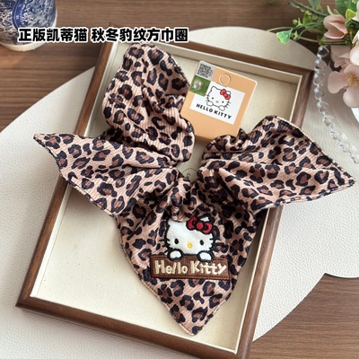 凯蒂猫豹纹方形大肠发圈扎发头绳