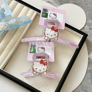 正版三丽鸥鲨鱼抓夹凯蒂猫中号发抓库洛米玉桂狗醋酸头饰洗澡发夹