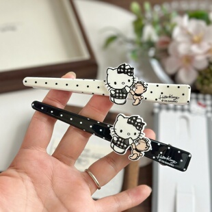 正版 凯蒂猫超大波点鸭嘴夹铝一字夹hellokitty少女化妆刘海侧边夹