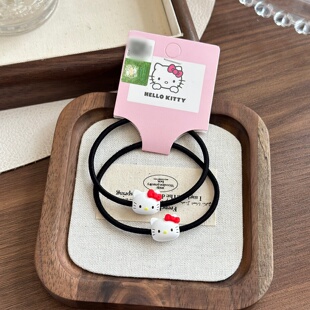 正版HelloKitty可爱硅胶皮筋手链少女心发饰凯蒂猫日常基础细发圈