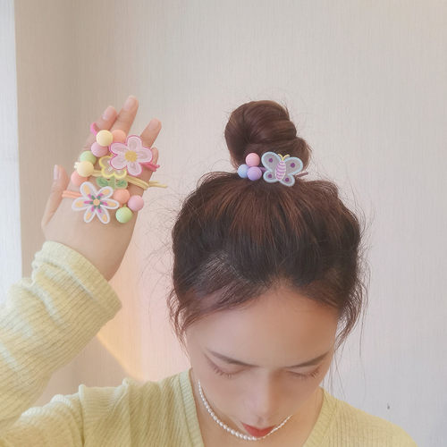 少女夏日花朵系列发绳韩版可爱儿童高弹力头绳耐用马尾皮筋发饰品 - 封面