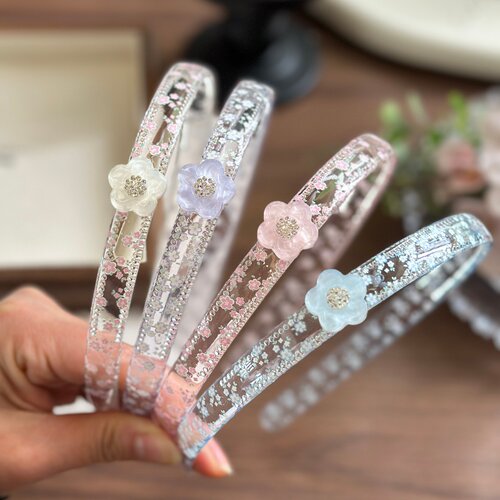 田园碎花儿童带齿头箍不易断有齿