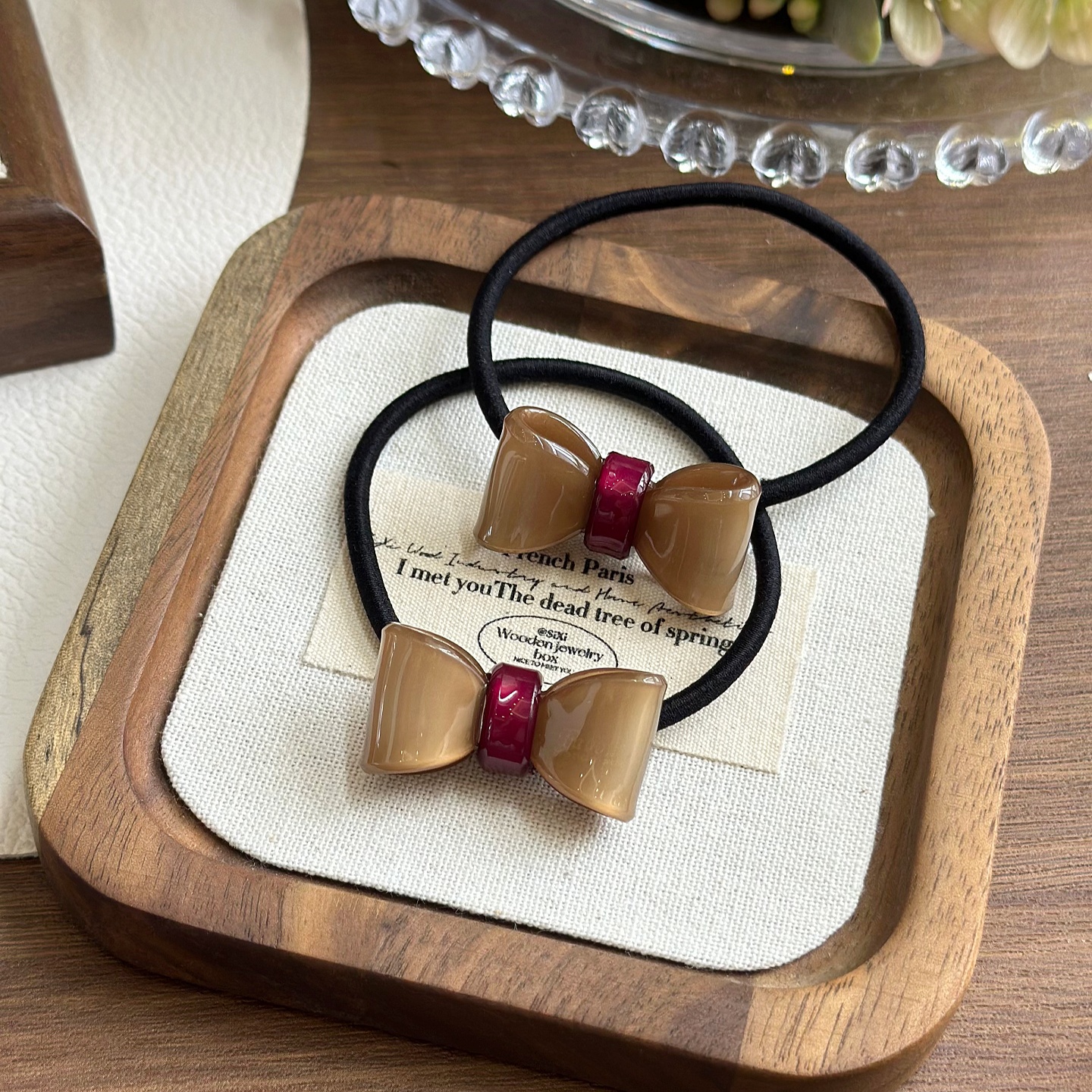 咖色韩系亚克力蝴蝶结扎头发头绳