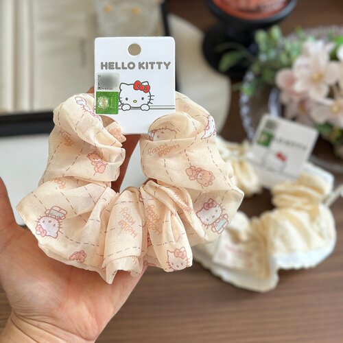 凯蒂猫温柔娟纱大肠圈黄色布发圈
