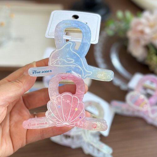 醋酸贝壳海豚中号鲨鱼夹渐变发卡