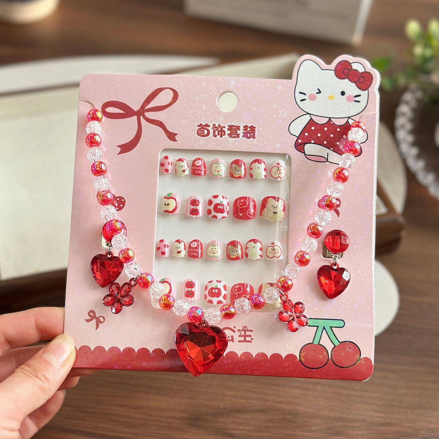 2026新年喜庆红色首饰花朵串珠项链耳夹指甲贴女儿童穿戴甲贴礼物,饰品/流行首饰/时尚饰品新,组合套装,淘宝优惠券,粉丝福利购,淘宝优惠卷