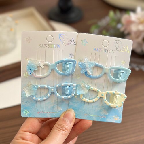 夏日梦幻海洋蓝眼镜发夹海豚边夹