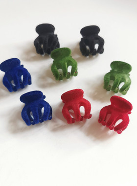 4个装植绒小抓夹~小号精致秋冬毛绒发夹刘海夹少女心气质过年发饰