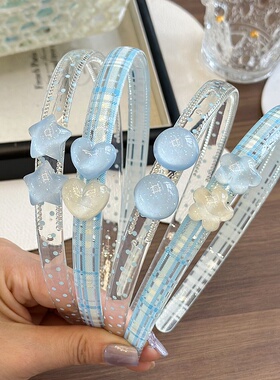 小清新海洋蓝儿童带齿头箍小女生不易断有齿防滑碎发箍刘海压发卡