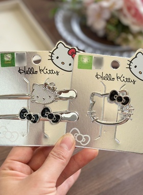 正版hello kitty少女刘海发夹高端金属无痕侧边夹一字夹2025新款