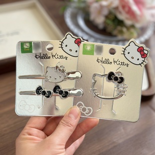 正版hello kitty少女刘海发夹高端金属无痕侧边夹一字夹2025新款