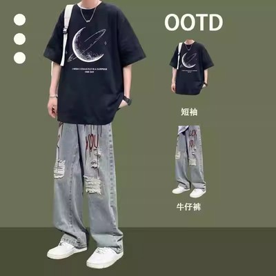美式潮流纯棉短袖t恤男新款夏季