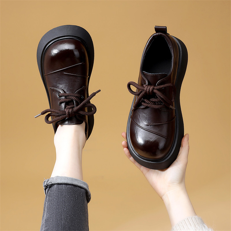 休闲舒适学院风厚底乐福鞋女复古百搭圆头交叉绑带小皮鞋大码41,女鞋,乐福鞋（豆豆鞋）,淘宝优惠券,粉丝福利购,淘宝优惠卷