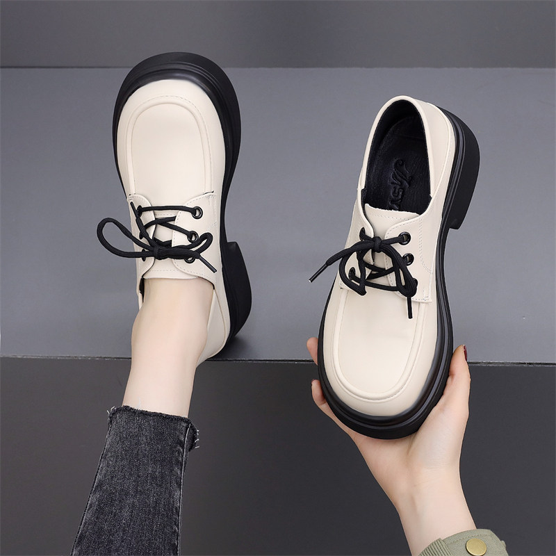 英伦学院风两穿方跟乐福鞋女2026春秋系带圆头小皮鞋百搭舒适单鞋,女鞋,马丁靴,淘宝优惠券,粉丝福利购,淘宝优惠卷
