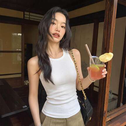 白色吊带背心女夏外穿遮副乳打底美背内搭带胸垫工字无袖辣妹上衣