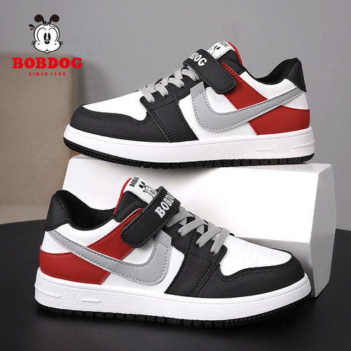 巴布豆儿童板鞋秋季皮面防水鞋子