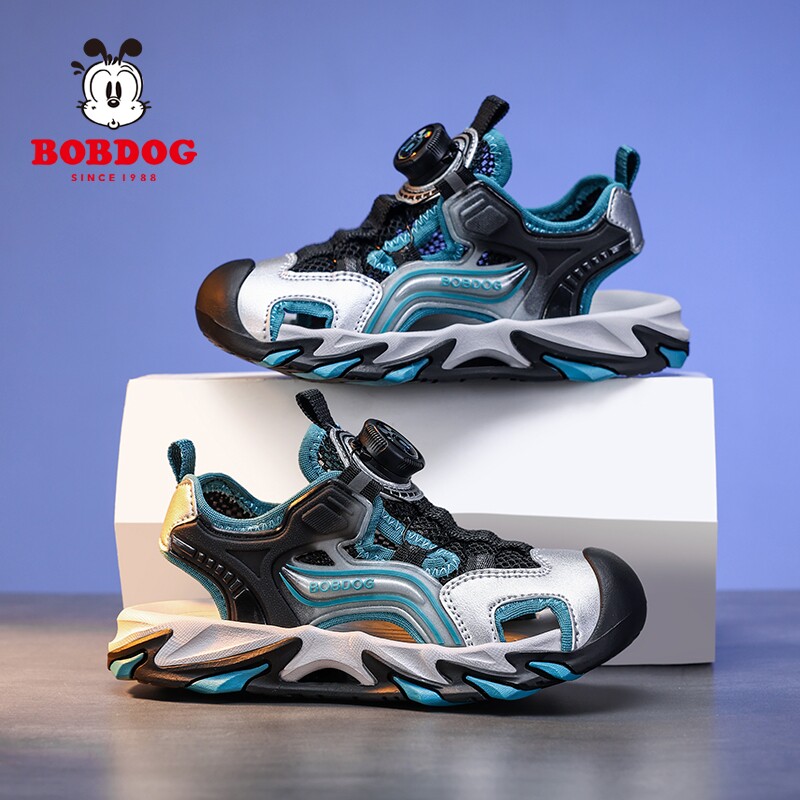 巴布豆童鞋儿童凉鞋男童夏季新款旋转扣轻便透气防滑小学生沙滩鞋