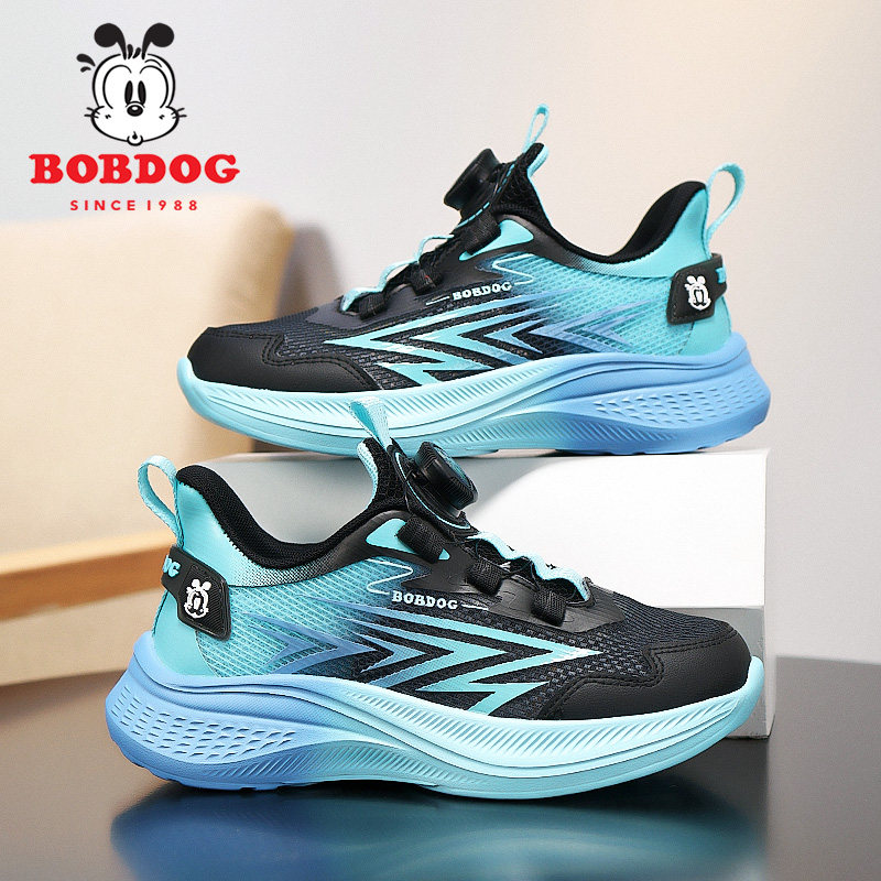 巴布豆男童鞋子薄款2025新款网面透气大童网鞋夏季单网儿童运动鞋