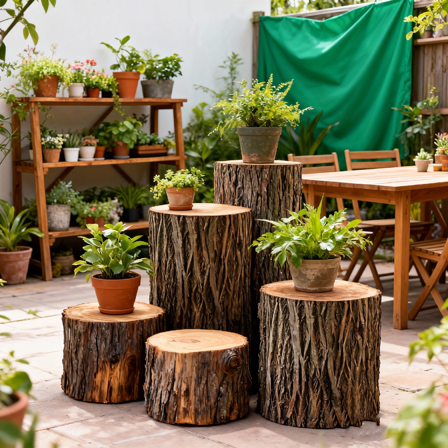 带皮实木自然田园原木墩子家用休闲坐凳装饰摆件服装店造景茶几凳