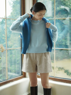 短款高腰羊绒衫毛衣齐腰针织衫