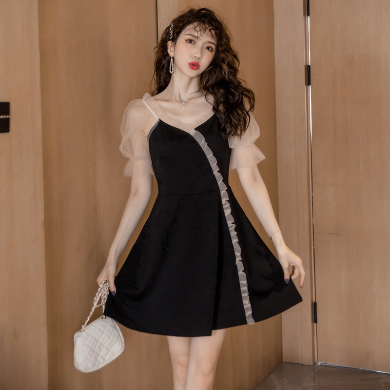 网纱小香风韩版收腰裙子