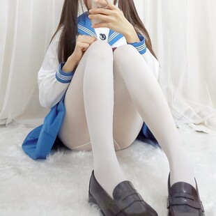 日系奶白色天鹅绒伪娘cos变装连裤袜软妹女装大佬春夏季薄款丝袜