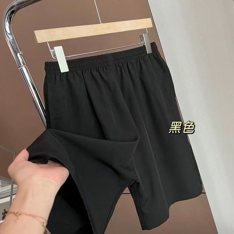 夏季薄款桑蚕丝纯色短裤商务休闲百搭裤子宽松高腰直筒免烫真丝